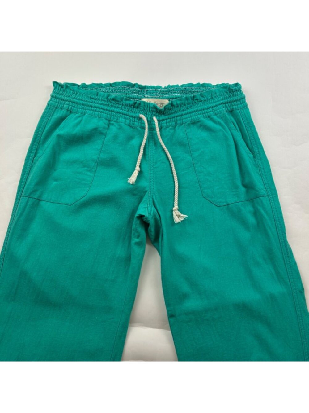 Kiss & Cry Turquoise Linen Blend Wide Leg Lounge Pant L - Picture 2 of 6